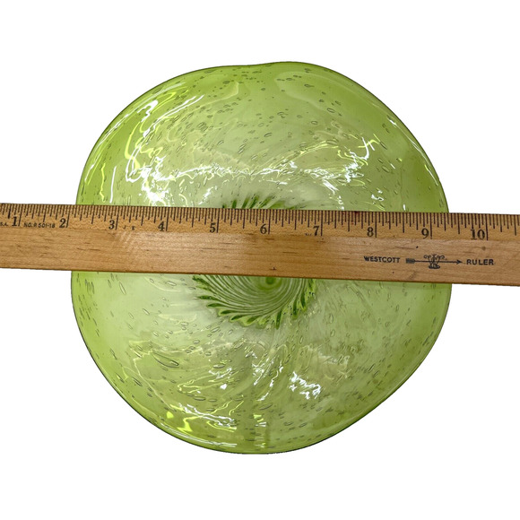 Spiral Ribbed Transparent Green Glass Vase with Circular Flat Base 10 1/2" Tall - Picture 9 of 9